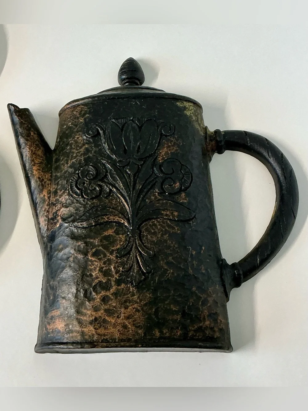 Decorative Floral Copper-Tone Teapot Set - Rustic Home Kitchen Accent